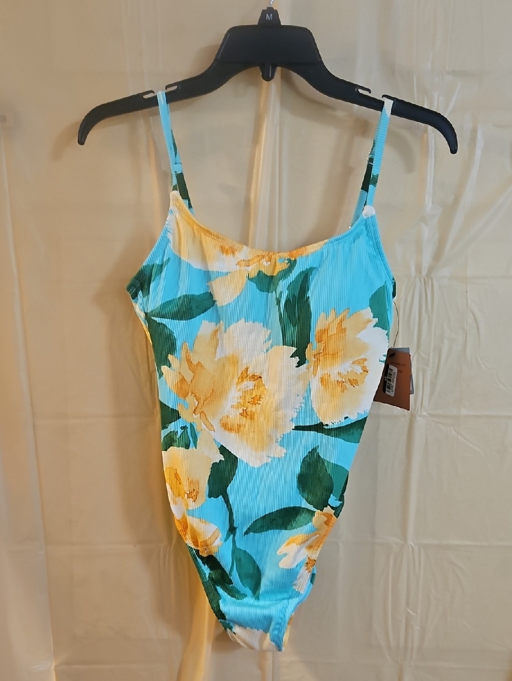 SHADE & SHORE FLORAL ONE PIECE SWIMSUIT: BLUE/ORANGE: NEW WITH TAGS: SIZE S